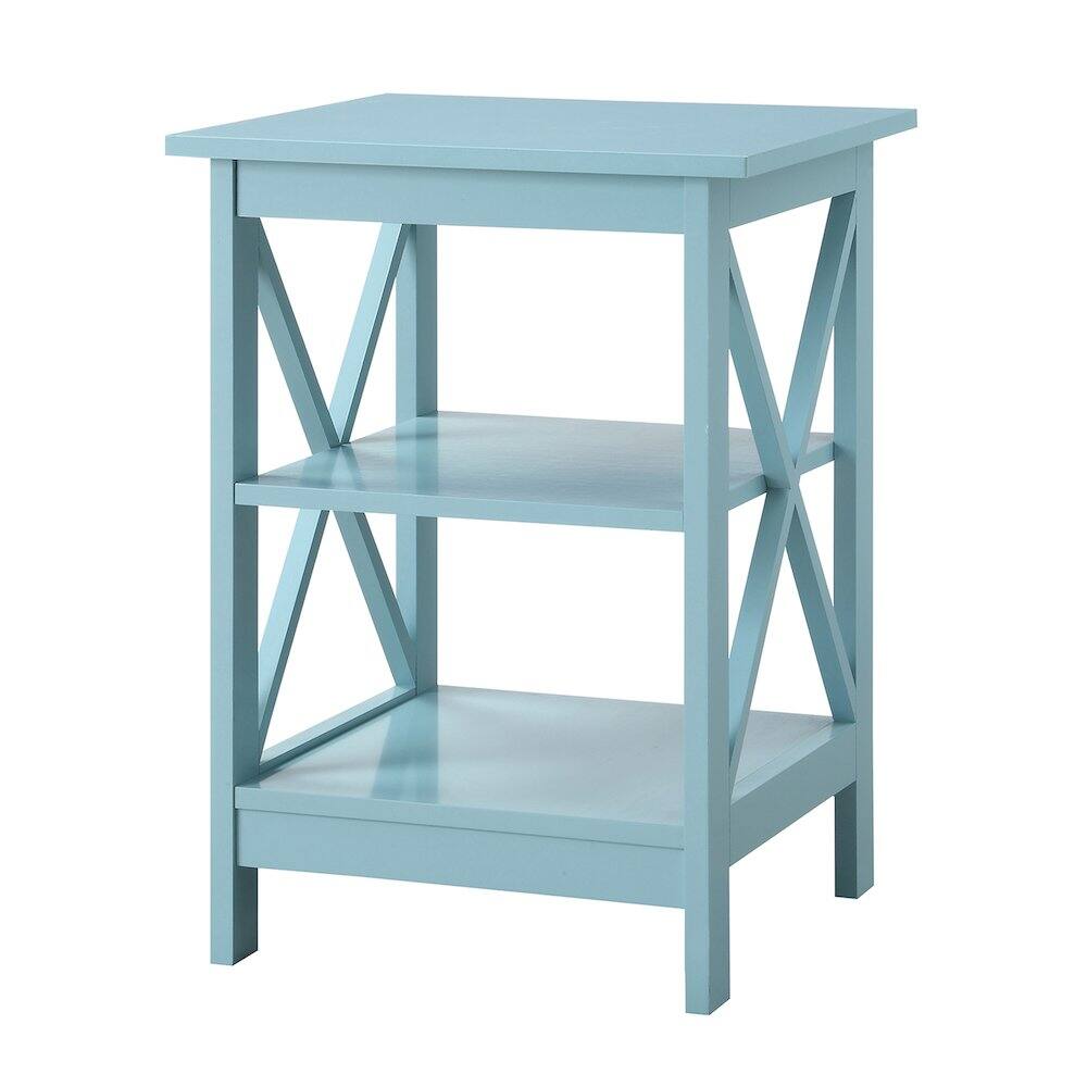 Front. FurniFact - Sea Foam Blue End Table with Shelves for Storage and Stylish Decor - Sea Foam Blue.