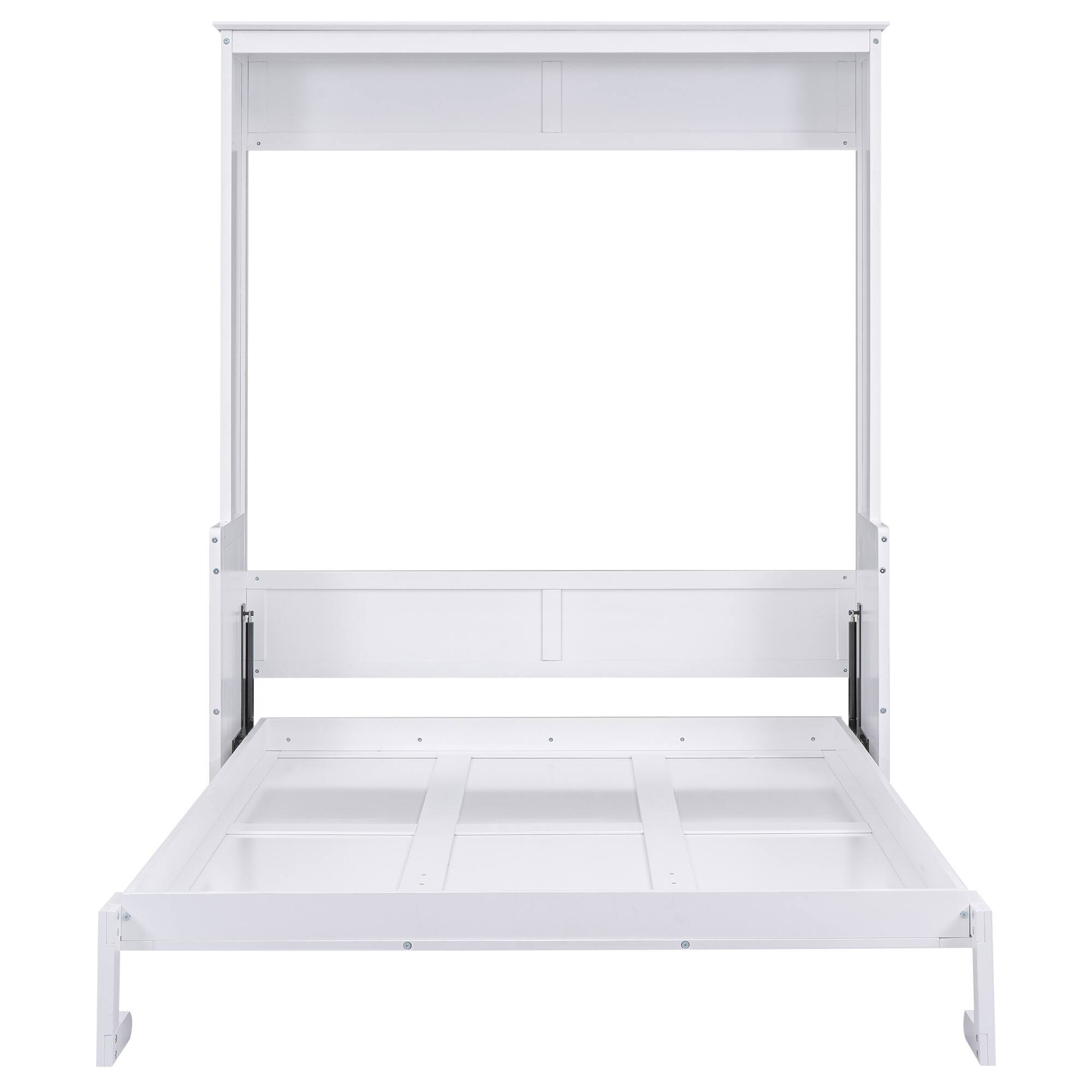 Alt View 1. Whisen - Queen Size Murphy Bed with Built-in Shelf, Space-Saving Foldable Bed Frame - White.