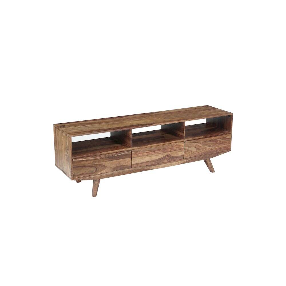 Front. Porter Designs - Porter Designs Fusion Solid Sheesham Wood TV Stand, Light Brown - Brown.