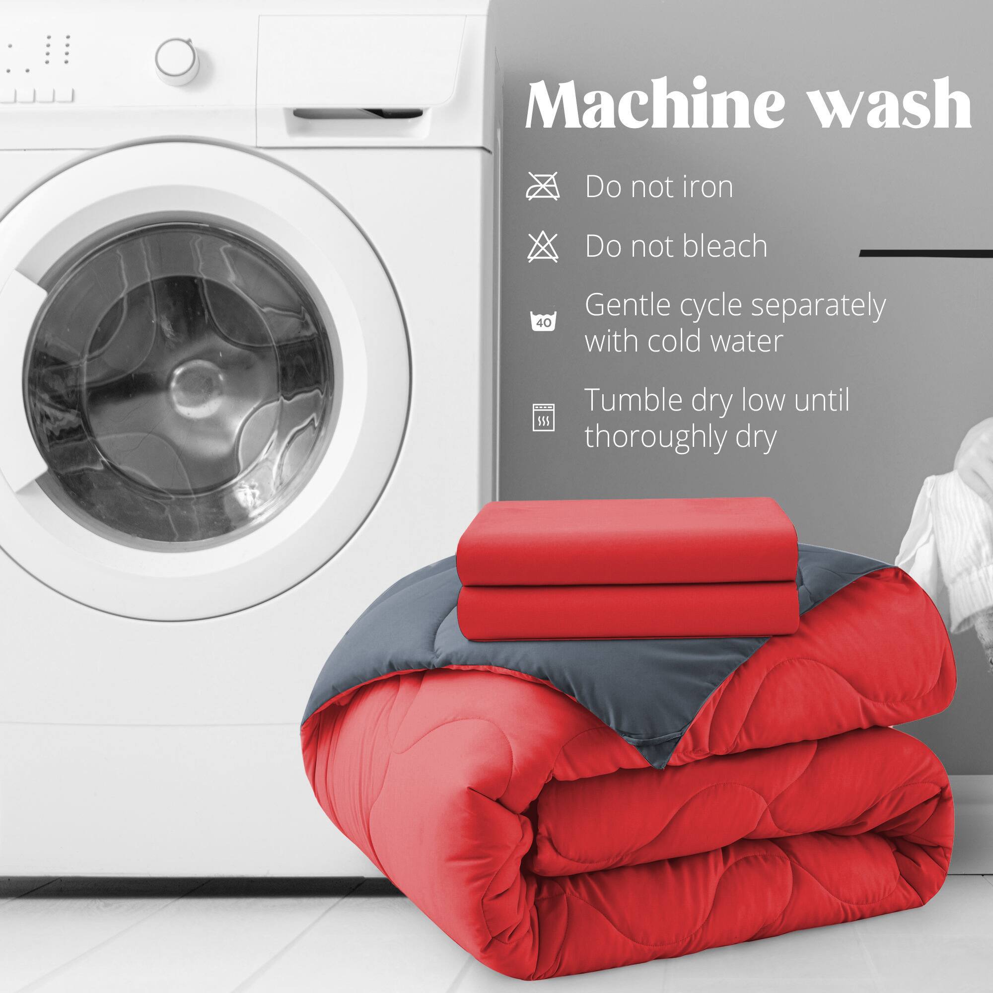 Machine wash

Do not iron
Do not bleach
40
Gentle cycle separately with cold water
Tumble dry low until thoroughly dry