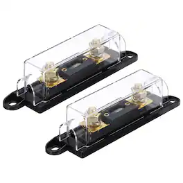 Unique Bargains - 2 Sets 300A 32V ANL Fuse Holder Kit with 300A Fuse, 0/2/4/8 Gauge AWG Inline Fuse Block for Car Audio - Black Gold