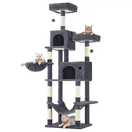 Front. Songmics Home - Multi-Level Cat Tower with Hammock & Spacious Cave.
