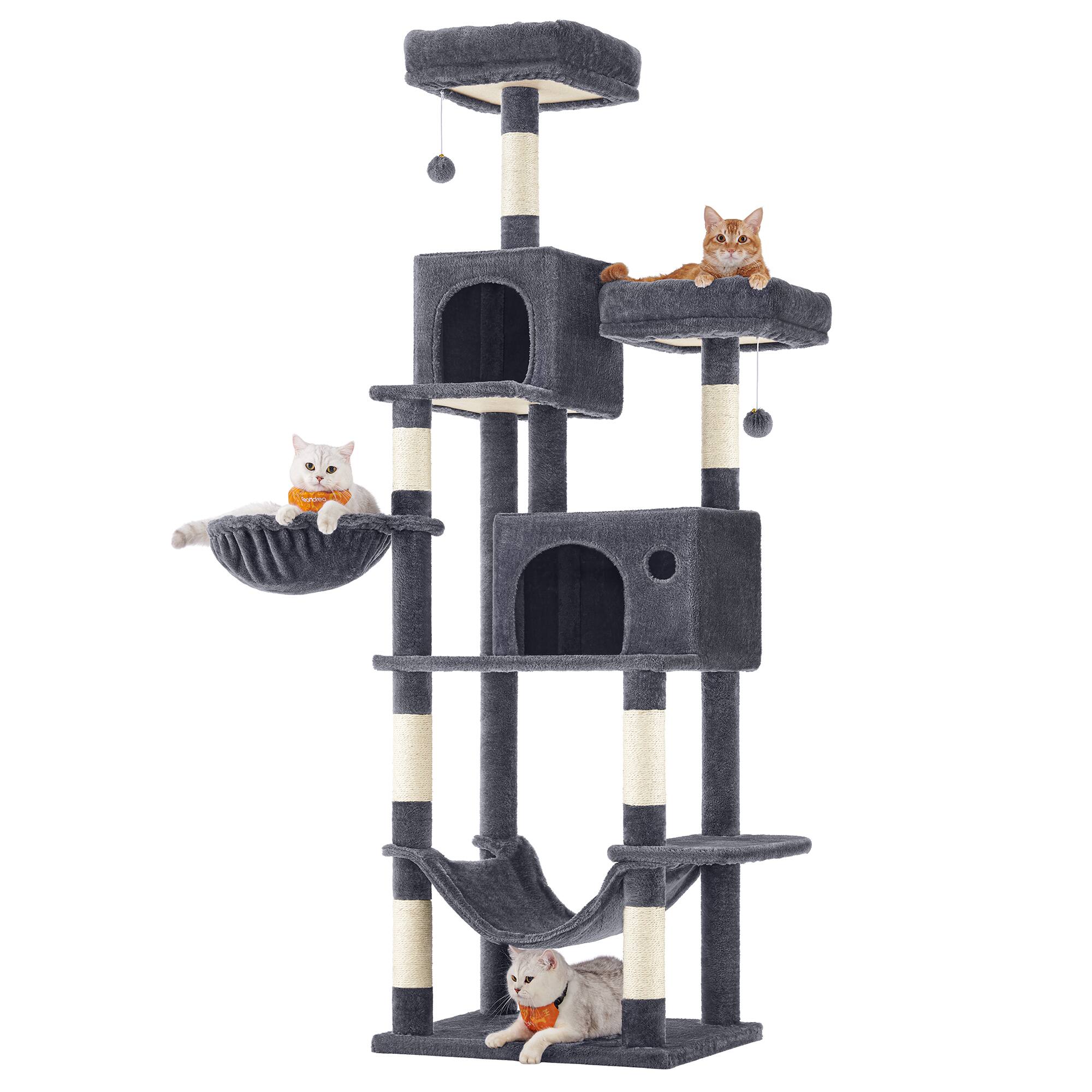 Front. Songmics Home - Multi-Level Cat Tower with Hammock & Spacious Cave.