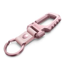 Dexnor - Heavy Duty Stainless Steel Carabiner Keychain with Bottle Opener & Nylon Webbing Snap Clip, EDC Key Fob Organizer - Pink