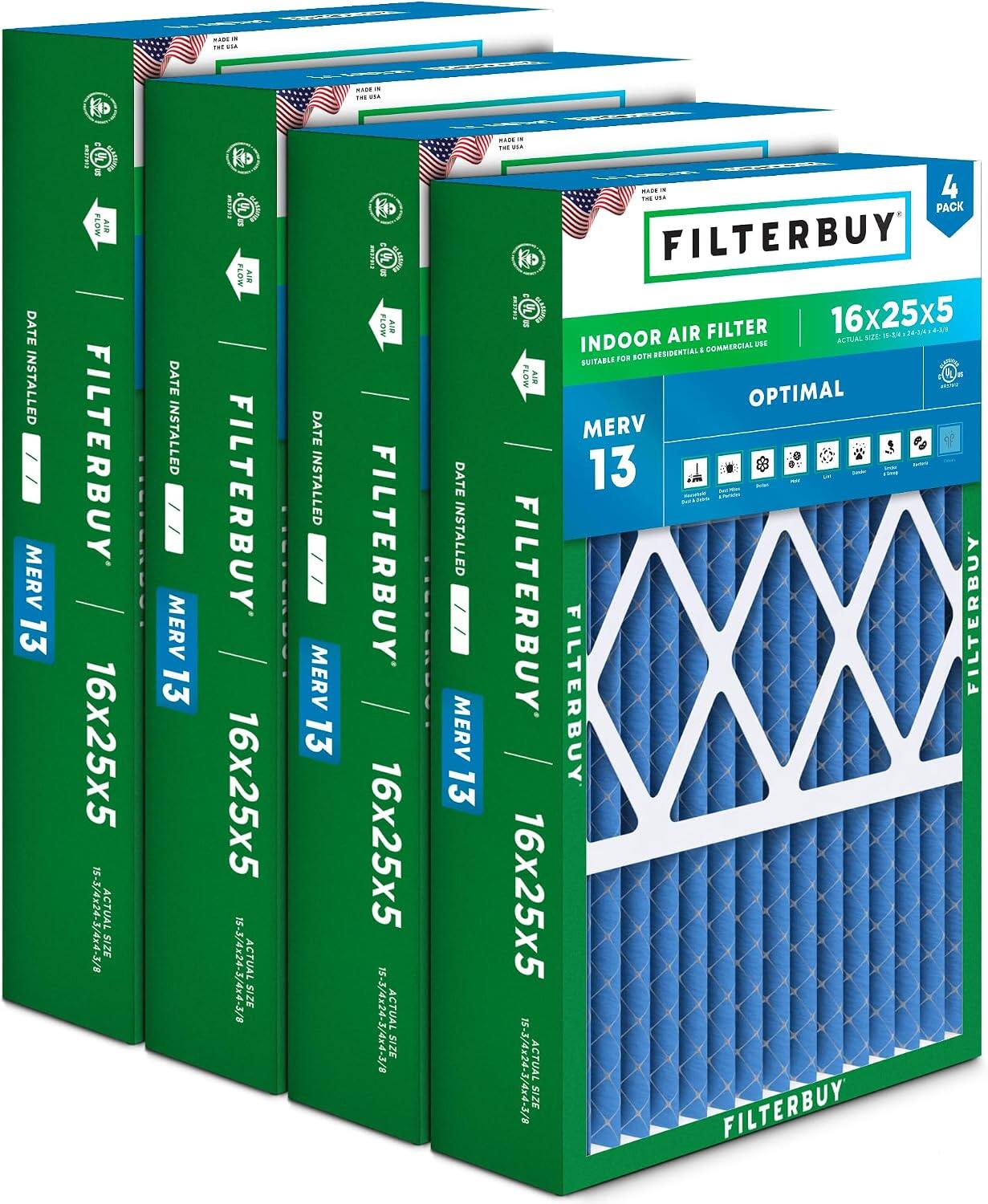 uN - -. CADR - e na DATE INSTALLED MERV 13 I R FLOW A1 FILTERBUY 16x25x5 ///S ACTUAL SIZE DATE INSTALLED MERV 13 mIH I MeT i FILTERBUY 16x25x5 8/S//S-5) ACTUAL 3215 DATE INSTALLED MERV 13 C FLOW AiR FILTERBUY 16x25x5 0/P/SPP/S-SI ACTUAL SIZE DATE INSTALLED MERV 13 RAIE THE VLA MAU - 4 T PACK FILTERBUY asina F 16x25x5 X AIR FILTER ACTUAL UE 20. 2651.400 INDOOR RESIDENTIAL . COMMERCIAL FOR BOTH BUITABLE FLOW AIR OPTIMAL MERV 13 FILTERBUY FILTERBUY FILTERBUY 16x25x5 8/X// ACTUAL SIZE FILTERBUY