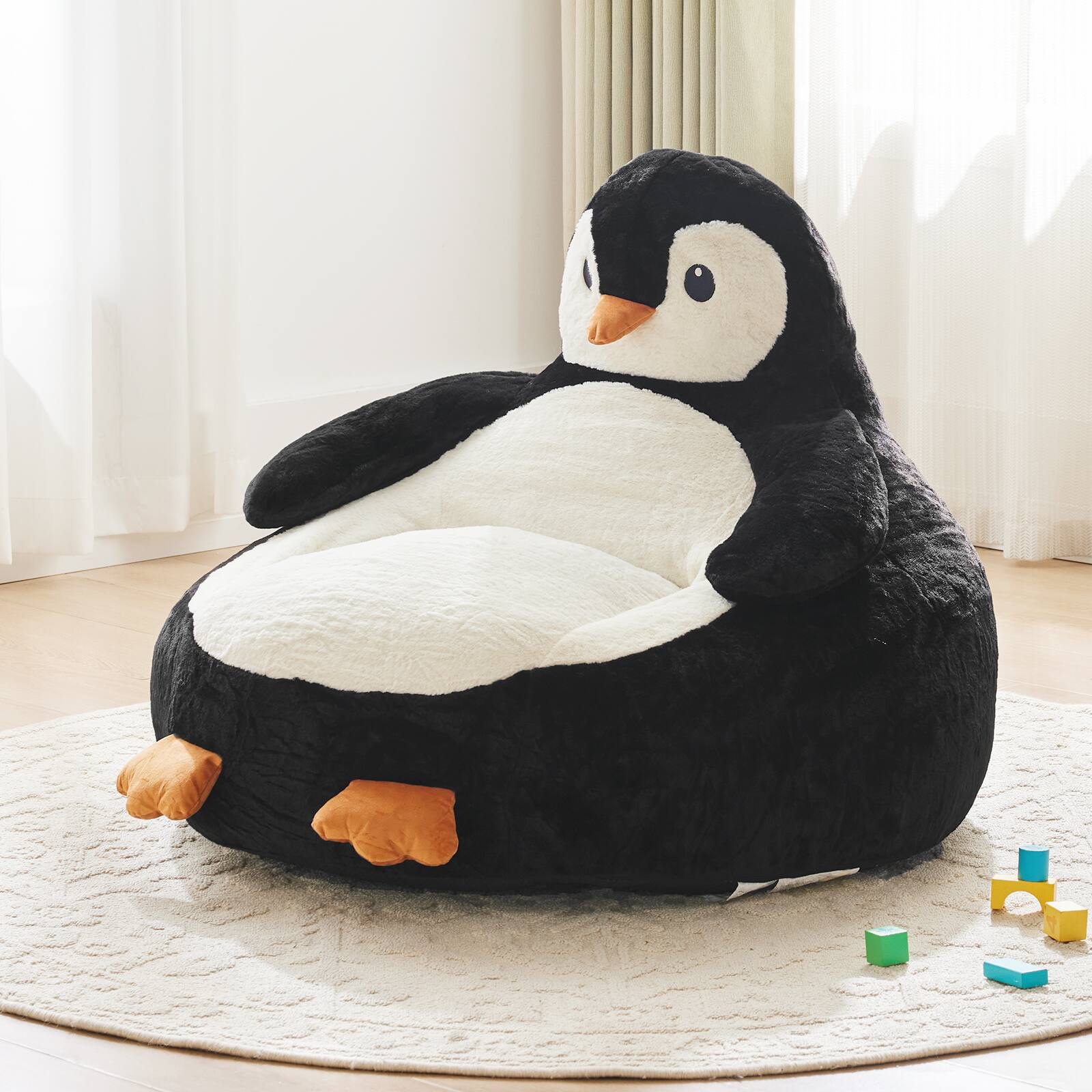 Left. Anysun - 31-inch mini sofa chair, cute cartoon-style sofa, washable cover fabric, inflatable sofa suitable for children - Black.