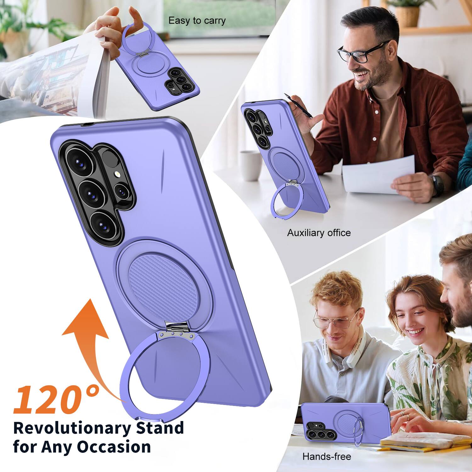 Easy to carry  
Auxiliary office  
120° Revolutionary Stand for Any Occasion  
Hands-free