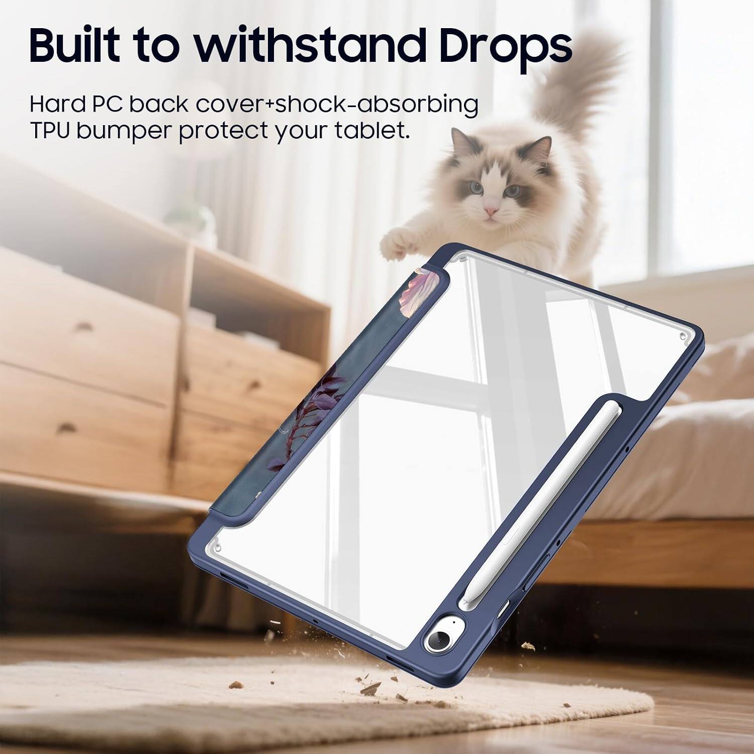 Built to withstand Drops  
Hard PC back cover+shock-absorbing TPU bumper protect your tablet.