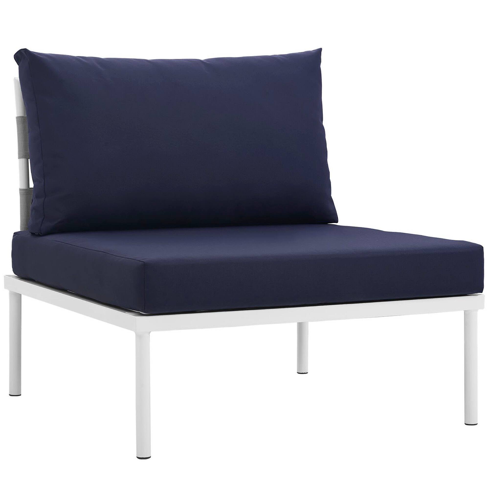 Angle. Modway - Harmony Armless Outdoor Patio Aluminum Chair by Modway - White Navy.