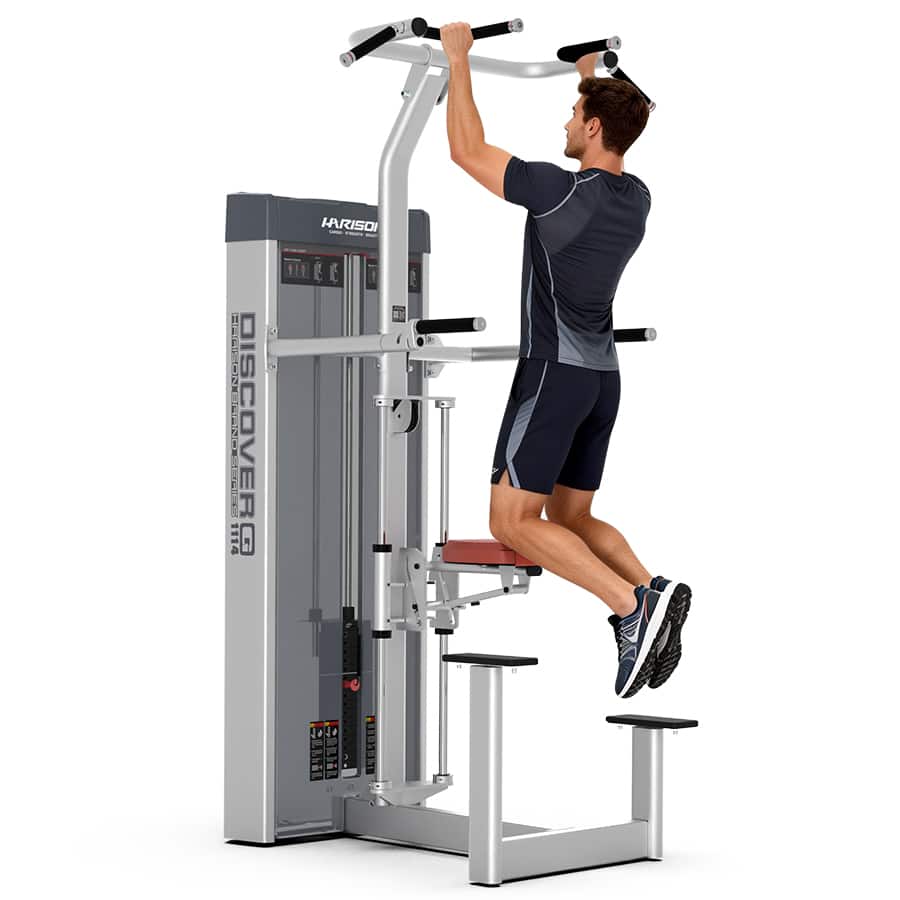 HARISON - DISCOVER HR-G1114 Commercial Assisted Dip Chin Machine for Lats & Triceps Strength Training - White