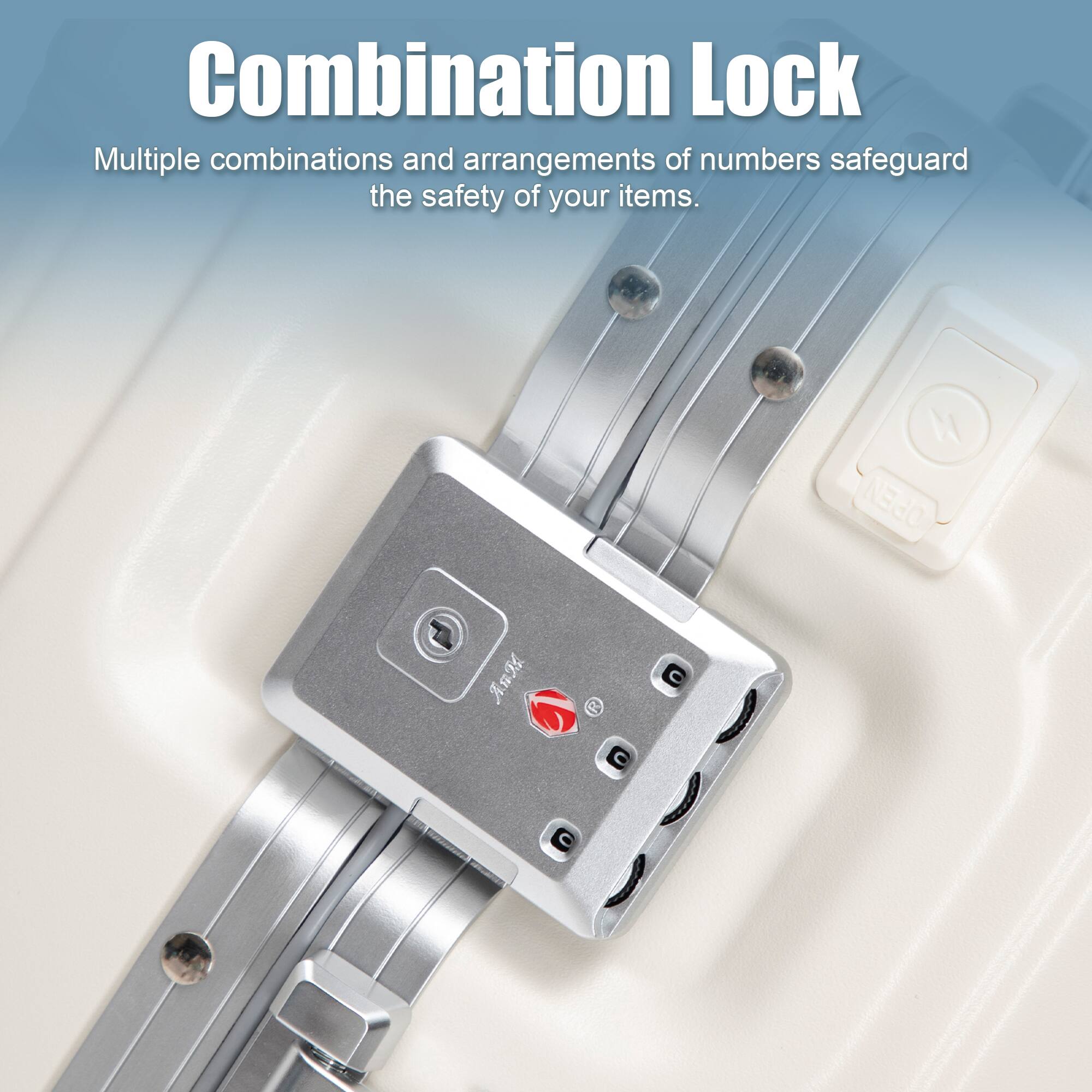 Combination Lock  
Multiple combinations and arrangements of numbers safeguard the safety of your items.