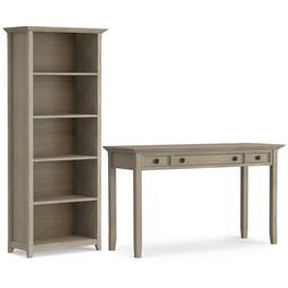 Simpli Home - Amherst 54 inch Desk and 30 inch Bookcase - Distressed Grey