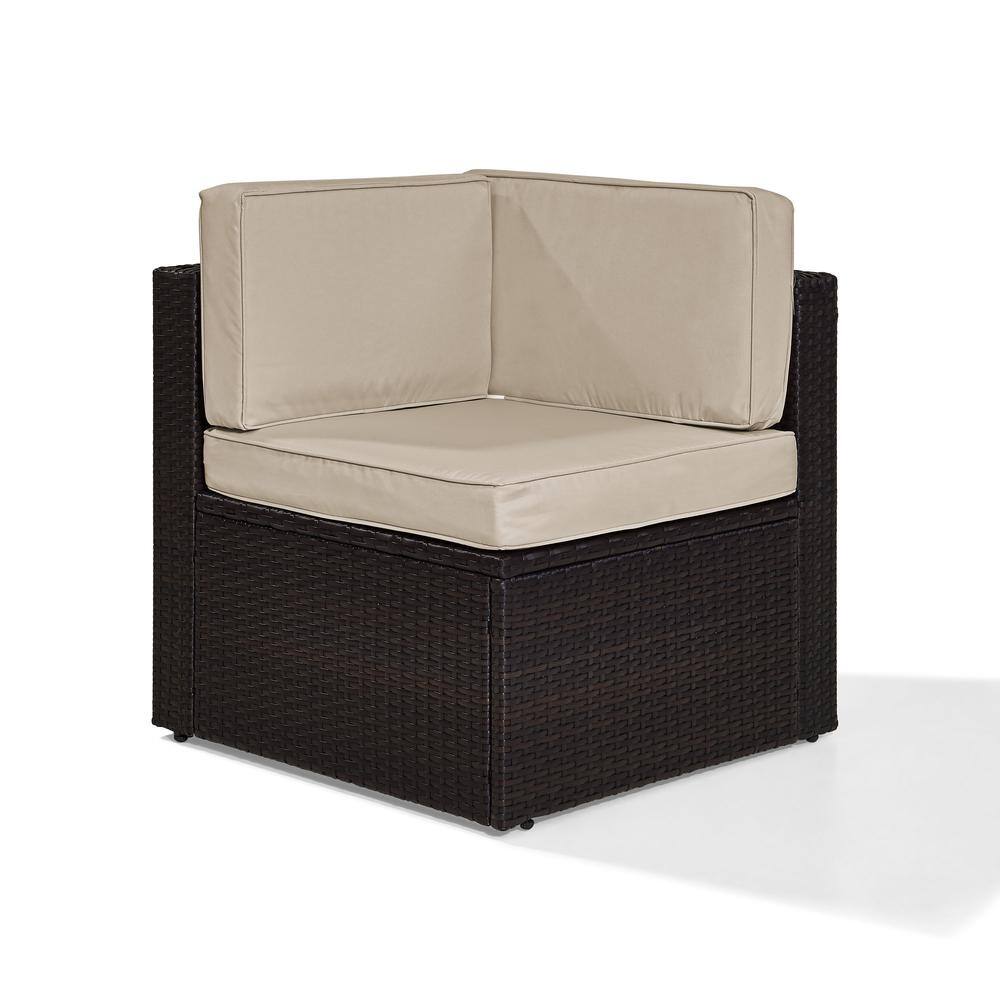 Alt View 1. Crosley Furniture - Palm Harbor Wicker Corner Outdoor Sectional Chair - Sand.