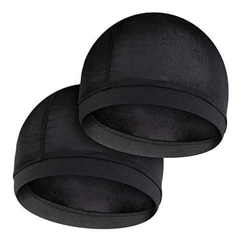 Front. Stylel Star - Durags Bonnet 2 Turban Wave Cap Night Grip Loc Caps Beanies Bandana Hat Hair Cover Tie Wrap Scarf Elastic Shower Cap hai - Black 50 Cm.