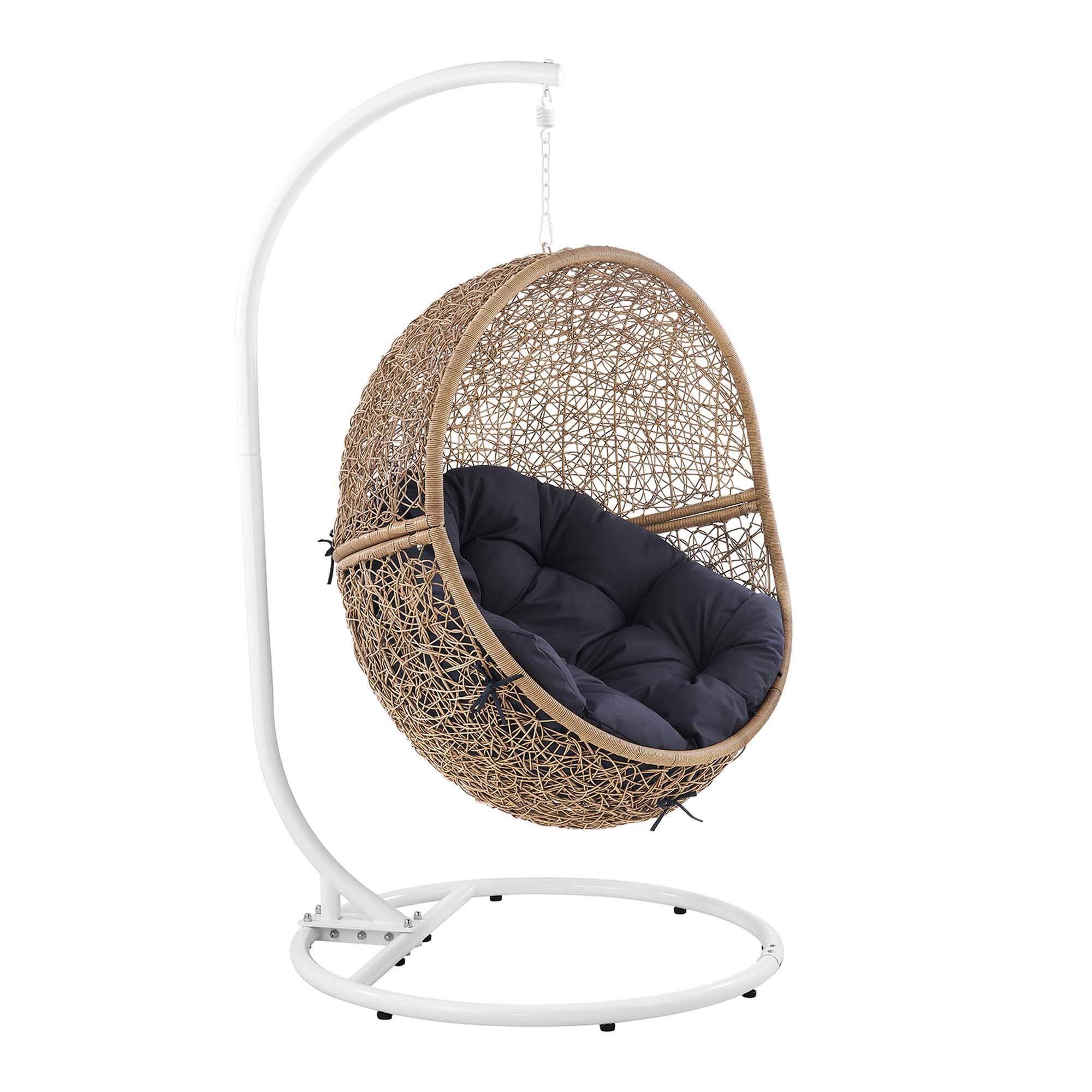Left. Modway - Encase Outdoor Patio Rattan Swing Chair by Modway - Cappuccino Navy.