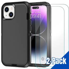 Bundle - Entronix - for iPhone 14 Plus - Heavy Duty & 2 Screen Protectors - Black