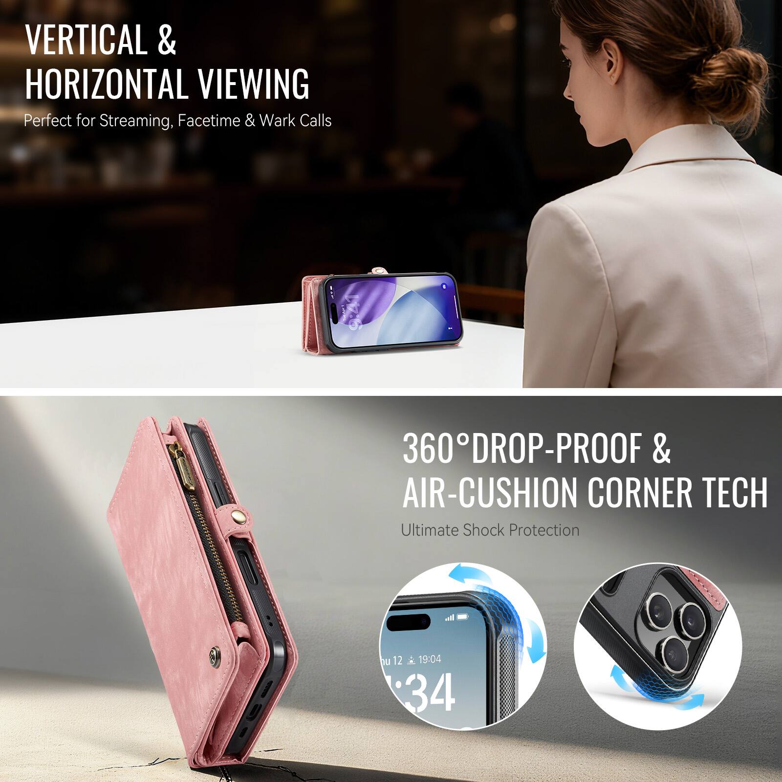 VERTICAL & HORIZONTAL VIEWING  
Perfect for Streaming, Facetime & Work Calls  

360° DROP-PROOF & AIR-CUSHION CORNER TECH  
Ultimate Shock Protection