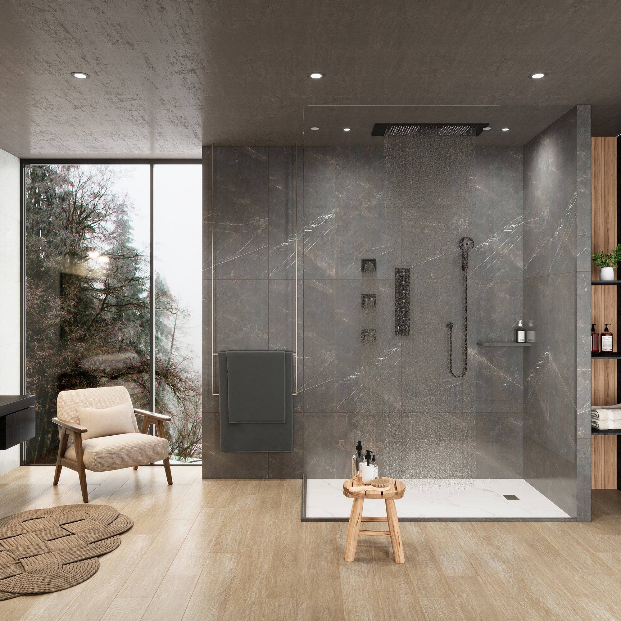 Alt View 4. Boyel Living - 4-Spray Thermostatic Dual Shower Head Ceiling Mount Fixed and Handheld Shower Head 2.5 GPM/Body Spray in Matte Black - Matte Black.