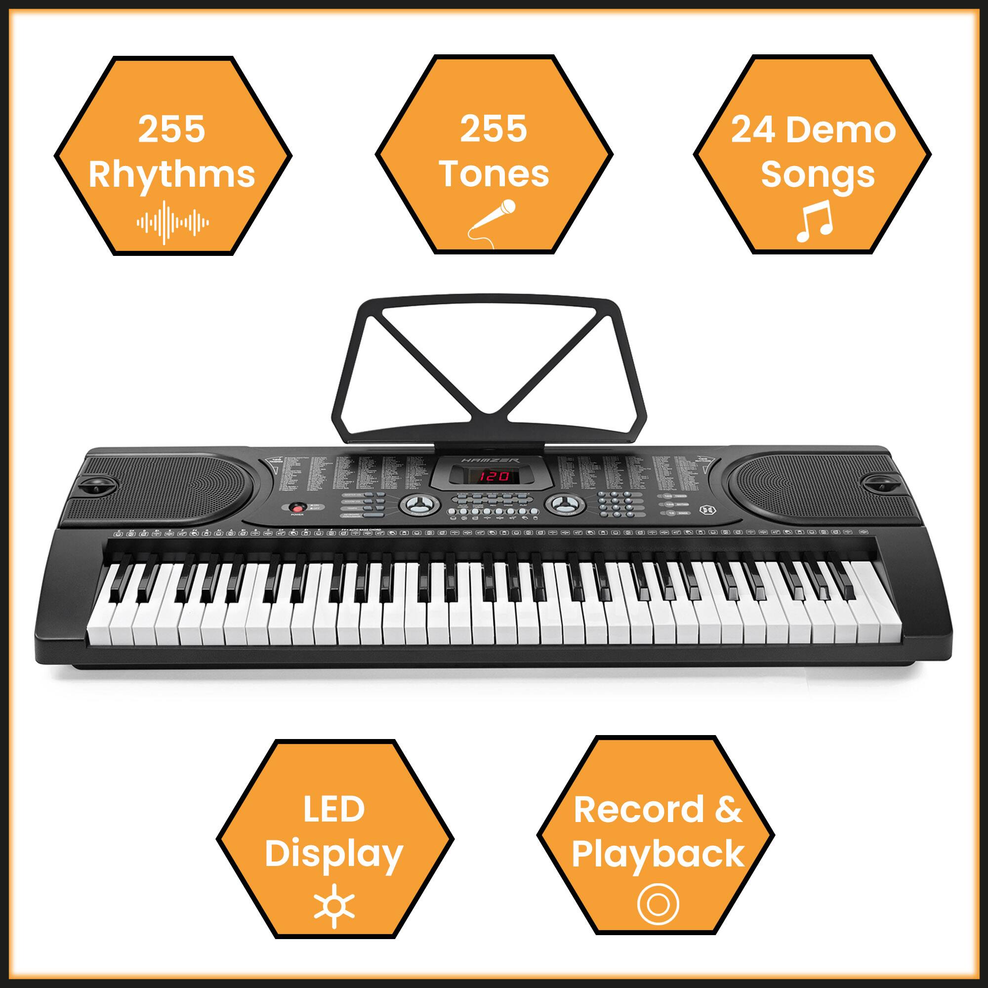 255 Rhythms  
255 Tones  
24 Demo Songs  
LED Display  
Record & Playback