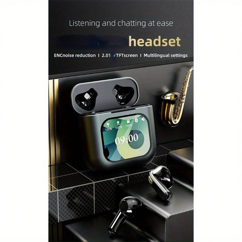 Listening and chatting at ease headset  
ENC noise reduction | 2.01 | TFT screen | Multilingual settings  
100% | 100% | 100% | 09:00