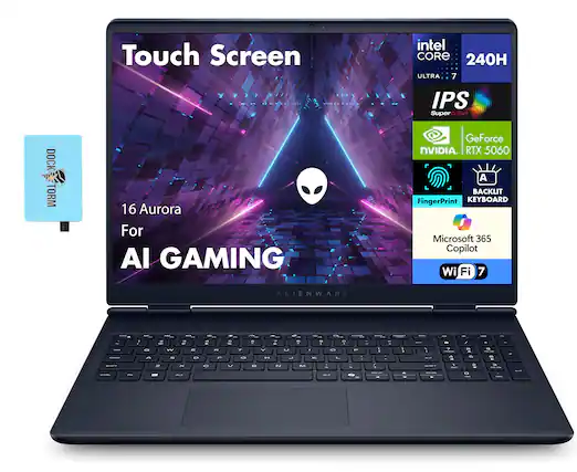 Touch Screen
Intel Core i7 Ultra 240H
IPS SuperClear
16 Aurora
GeForce RTX 5060
NVIDIA
Fingerprint
Backlit Keyboard
Microsoft 365 Copilot
WiFi 7
Alienware
Dock Torm