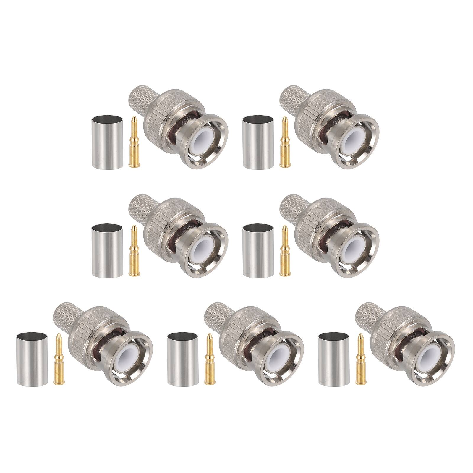 Front. Unique Bargains - 10pcs BNC Male Crimp 5mm 50 Ohm PTFE Insulation Connector for RG6/5D-FB/LMR300 Coax Cable Wireless Internet - Silver.