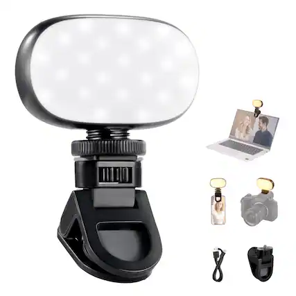 Front. Neewer - Basics Clip-On Selfie Light, 3W, 3 Color Modes, CRI95, N9.