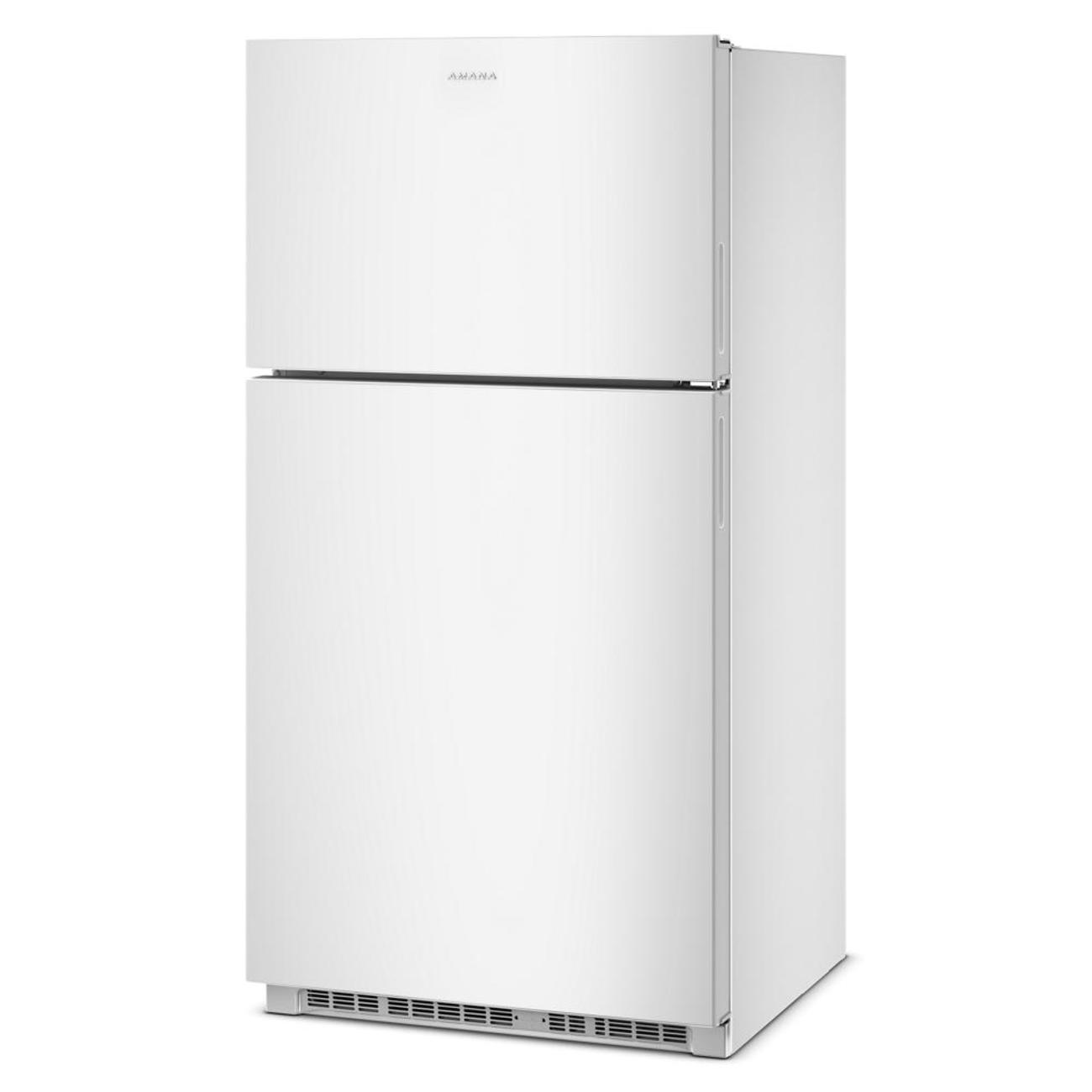 Left. Amana - 33 in. Wide 21.3 cu. ft. Top-Freezer Refrigerator With Dual Crisper Drawers - White.
