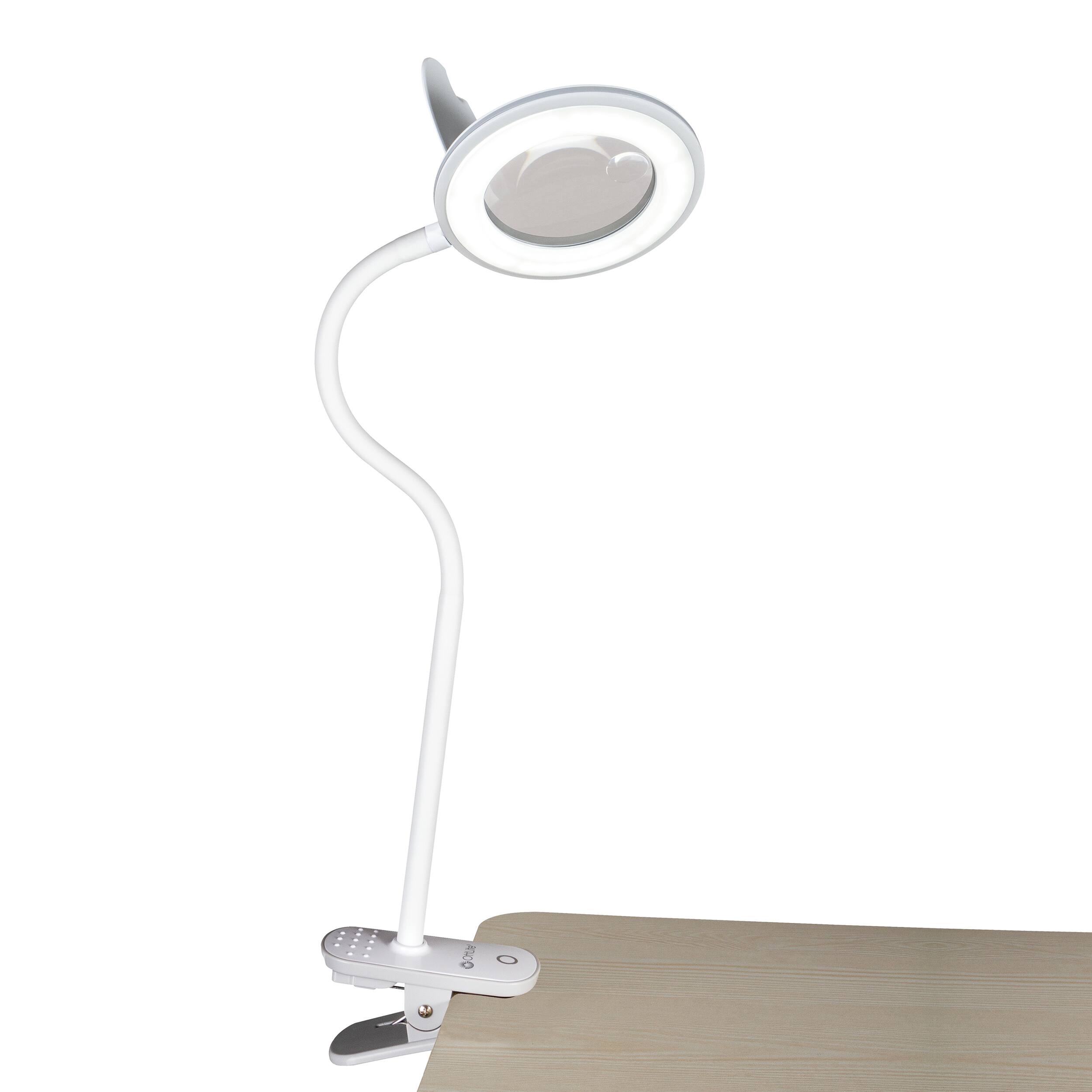 Front. OttLite - Lighted Magnifier Clip Lamp - White.