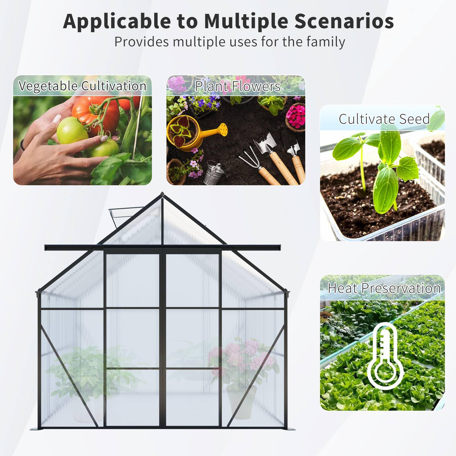 Applicable to Multiple Scenarios  
Provides multiple uses for the family  

- Vegetable Cultivation  
- Plant Flowers  
- Cultivate Seed  
- Heat Preservation