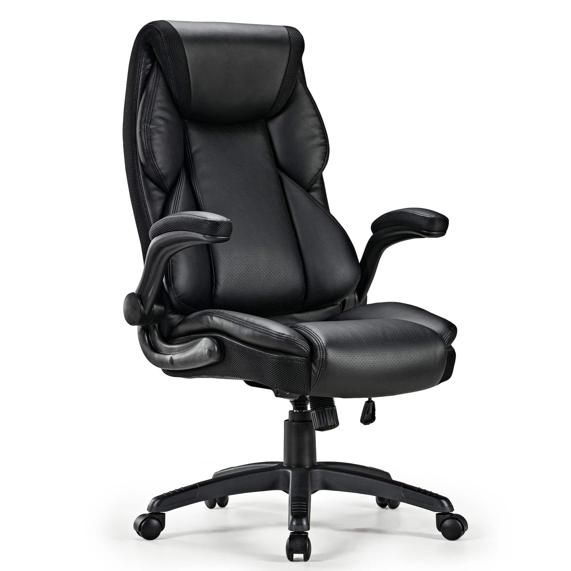 Front. Eureka Ergonomic - Ergonomic Home Office Chair Executive Chair PU Leather High Back - Black.