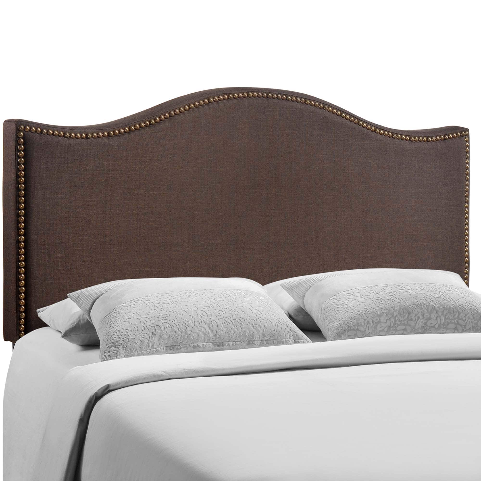 Curl Nailhead Upholstered Queen Headboard by Modway - Brown