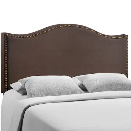 Front. Modway - Curl Nailhead Upholstered Queen Headboard by Modway - Brown.