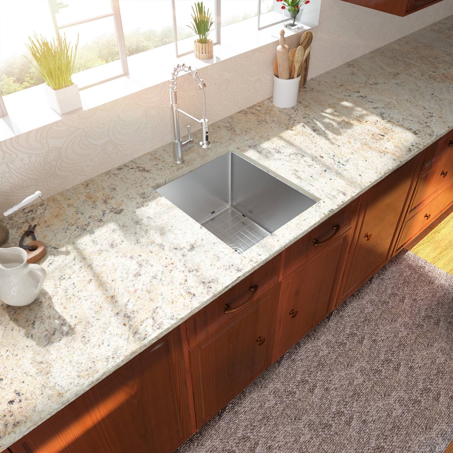 Alt View 4. Lordear - 14x18 Inch Undermount bar Sink 16 Gauge T304 Stainless Steel Single Bowl kitchen RV sink - Stainless steel.