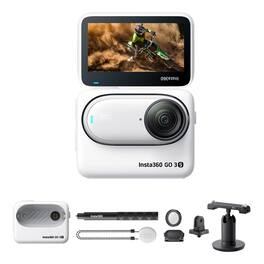 Insta360 - GO 3S (64GB) + Invisible Selfie Stick + Mount Adapter Bundle + More - White
