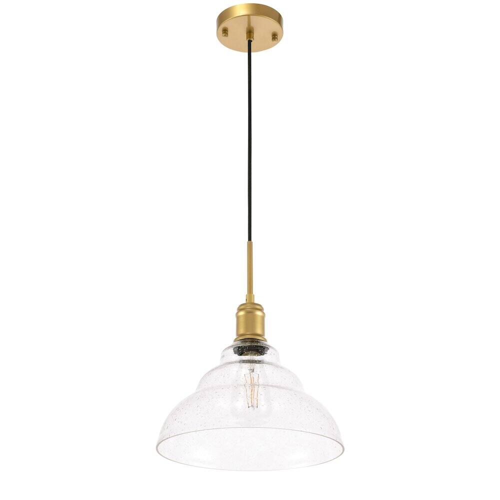 Alt View 6. Living District - Gil 1 Light Brass And Clear Seeded Glass Pendant - Brass And Clear Seeded Glass.