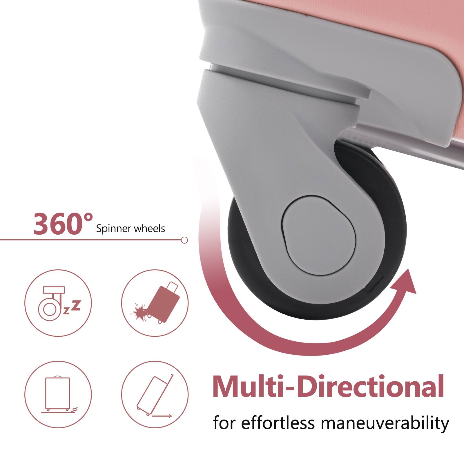 360° Spinner wheels

Multi-Directional for effortless maneuverability