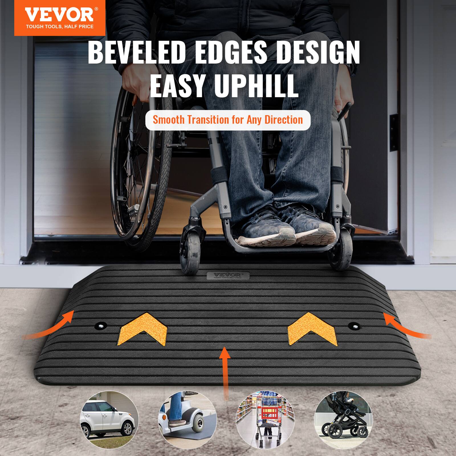 VEVOR TOUGH TOOLS, HALF PRICE BEVELED EDGES DESIGN EASY UPHILL Smooth Transition for Any Direction