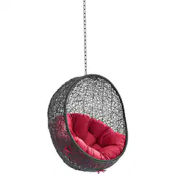 Encase Swing Outdoor Patio Lounge Chair Without Stand by Modway - Black Red