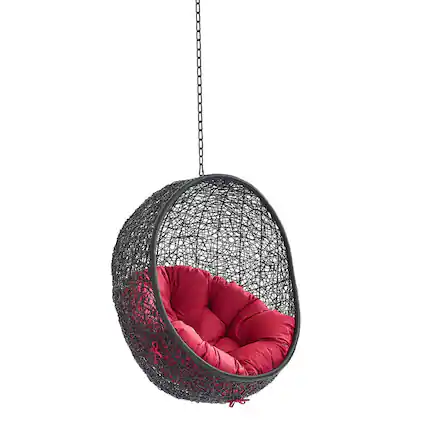 Front. Modway - Encase Swing Outdoor Patio Lounge Chair Without Stand by Modway - Black Red.