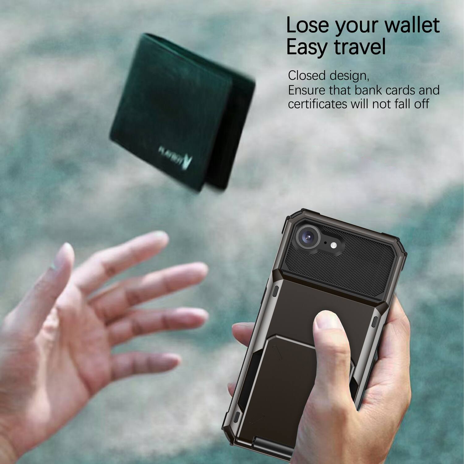 Lose your wallet  
Easy travel  

Closed design,  
Ensure that bank cards and certificates will not fall off