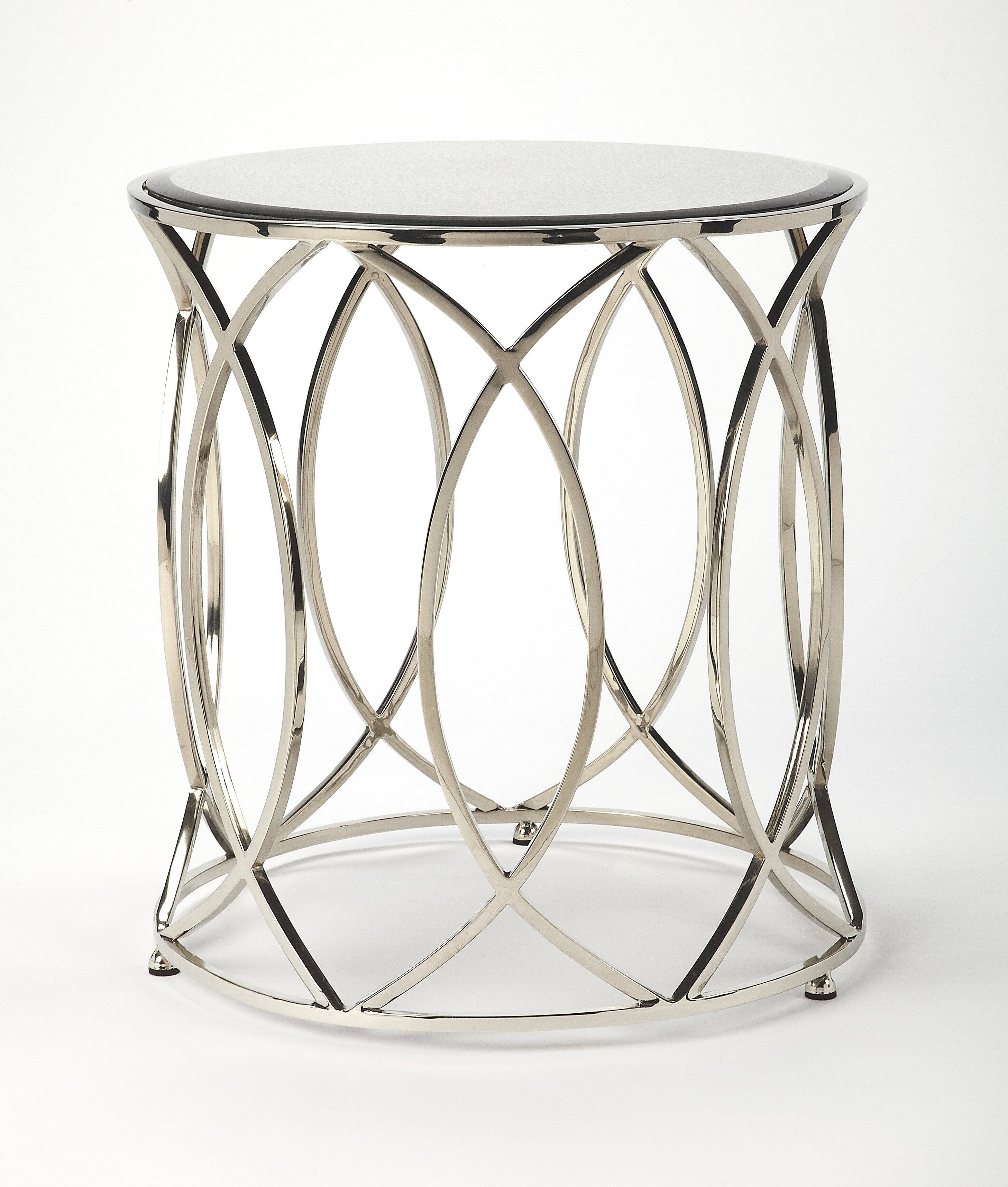 Alt View 1. Butler Specialty - Desiree 18 in. W Round Antique Mirror and Metal End Table - Silver.