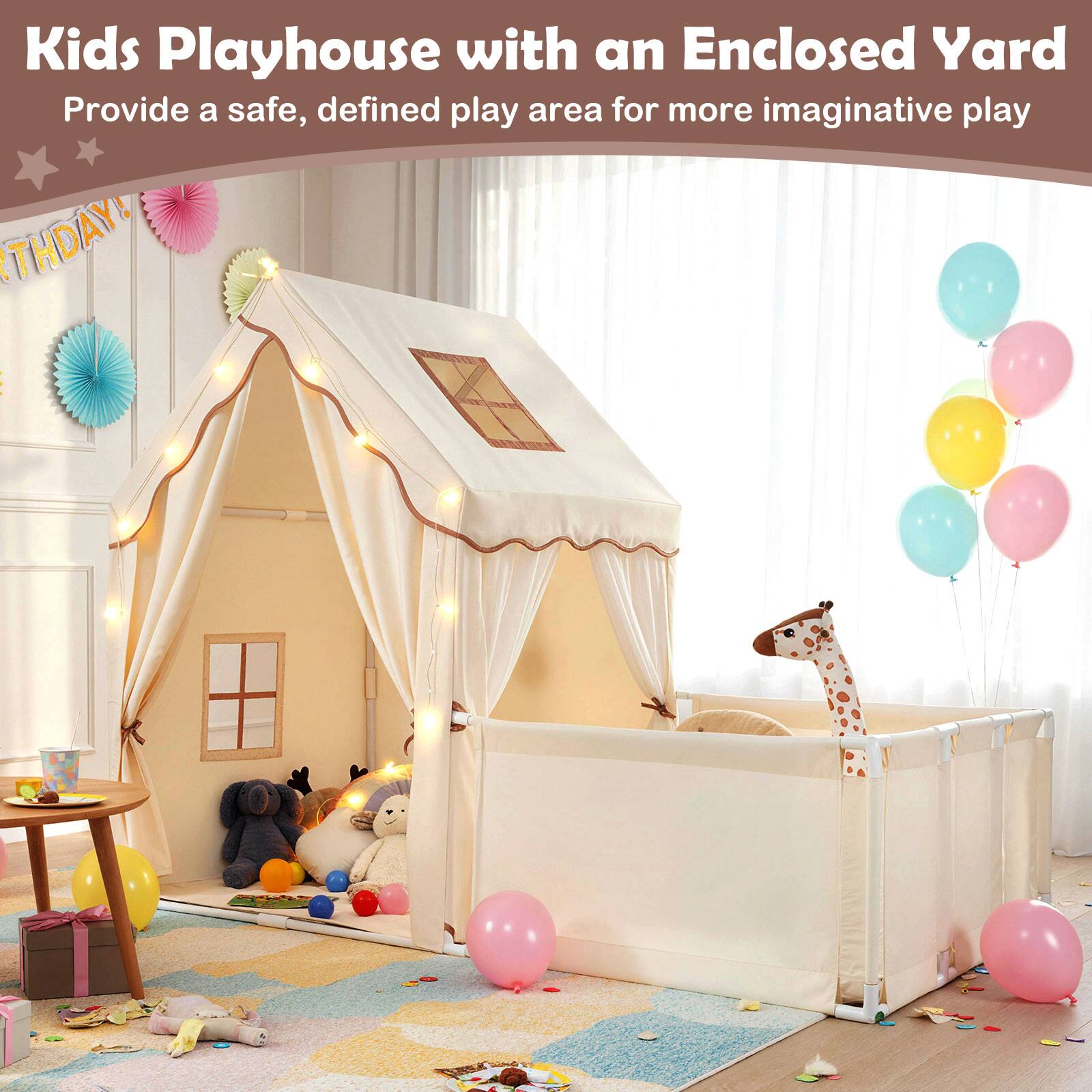 Kids Playhouse with an Enclosed Yard  
Provide a safe, defined play area for more imaginative play