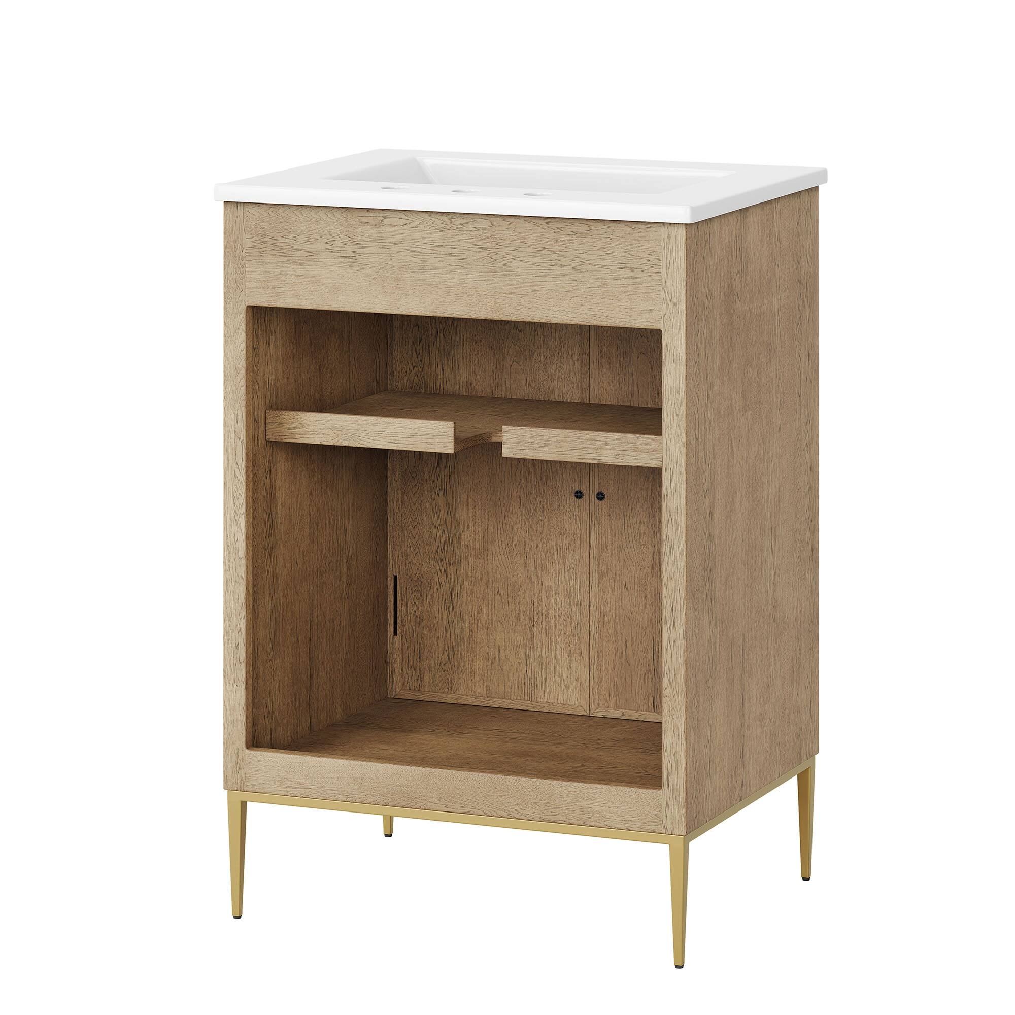 Alt View 3. Modway - Awaken 24" Bathroom Vanity by Modway - Oak White.