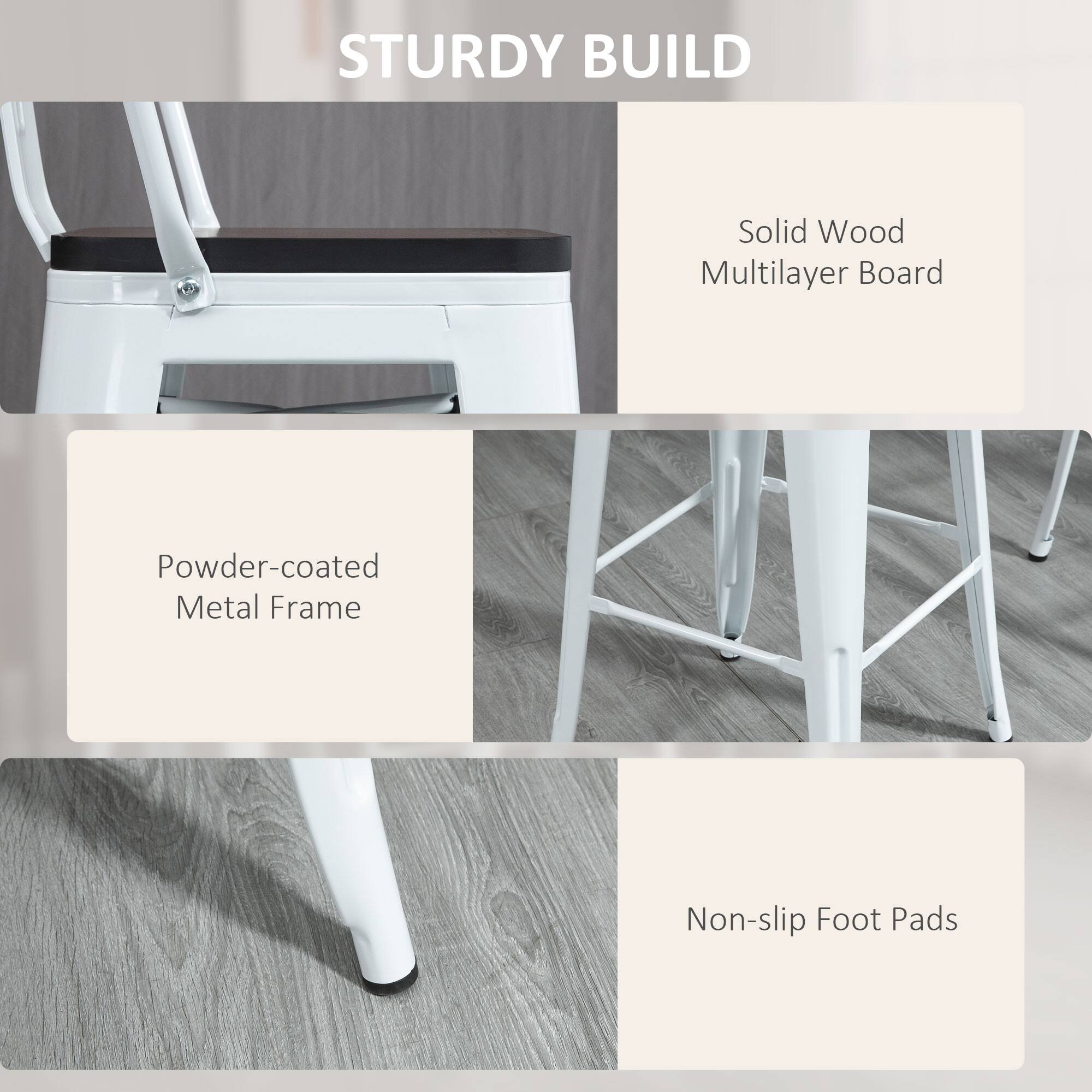 STURDY BUILD

- Solid Wood Multilayer Board
- Powder-coated Metal Frame
- Non-slip Foot Pads