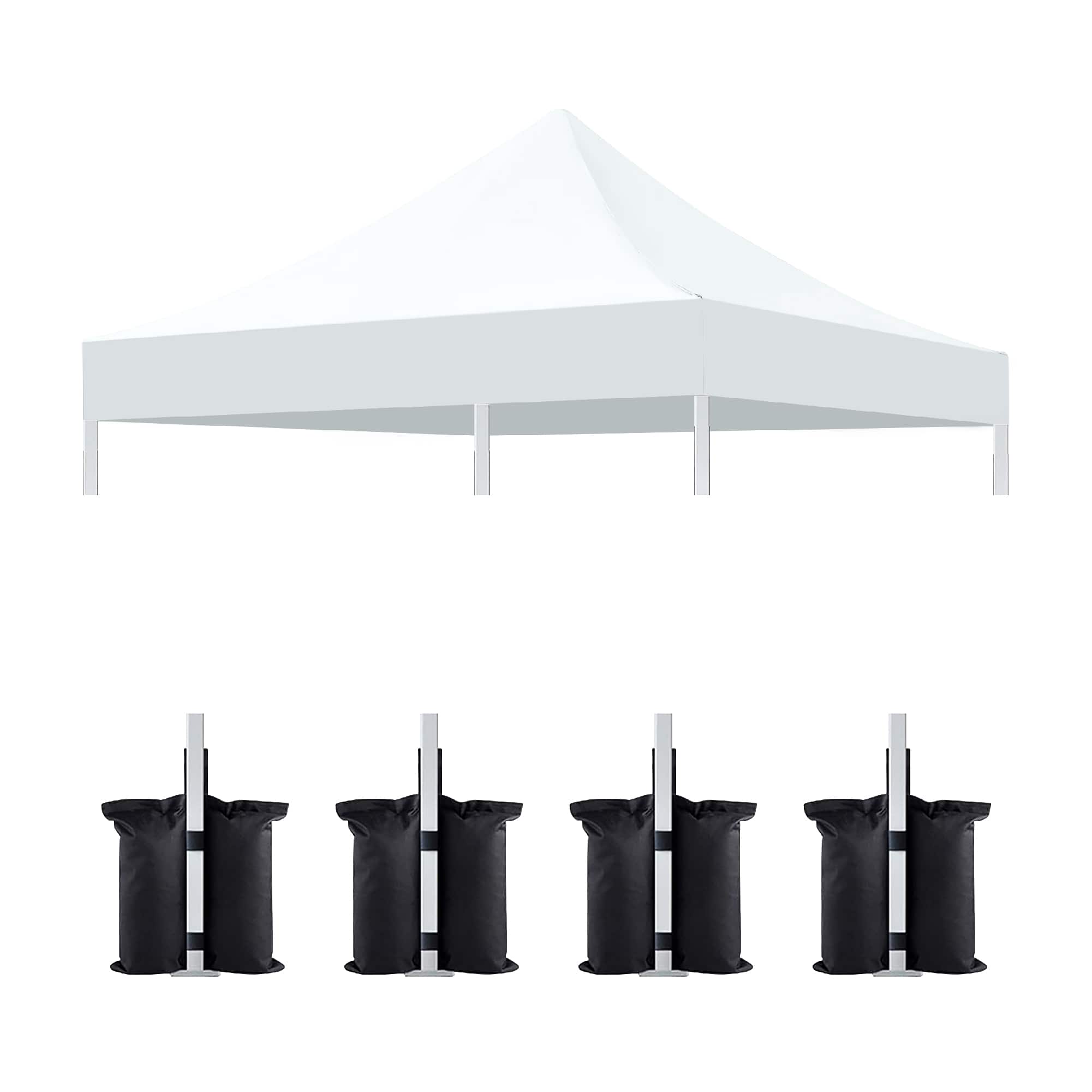 APRILSOUL - 10x10 Canopy Replacement Top for Pop Up Canopy Tent 4PC Pack Canopy only cover and 4pcs sandbag not include frame White