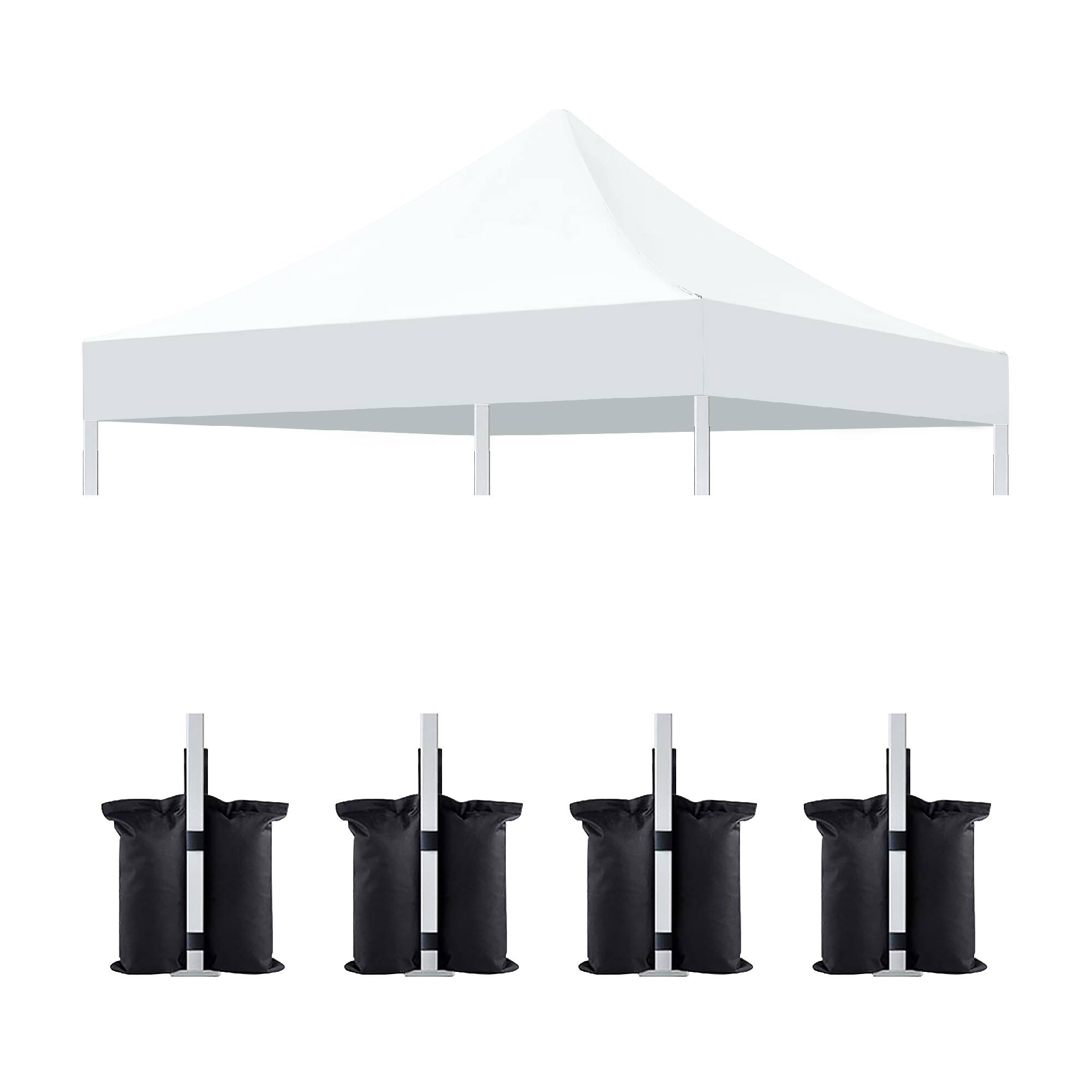 Front. APRILSOUL - 10x10 Canopy Replacement Top for Pop Up Canopy Tent 4PC Pack Canopy only cover and 4pcs sandbag not include frame White.