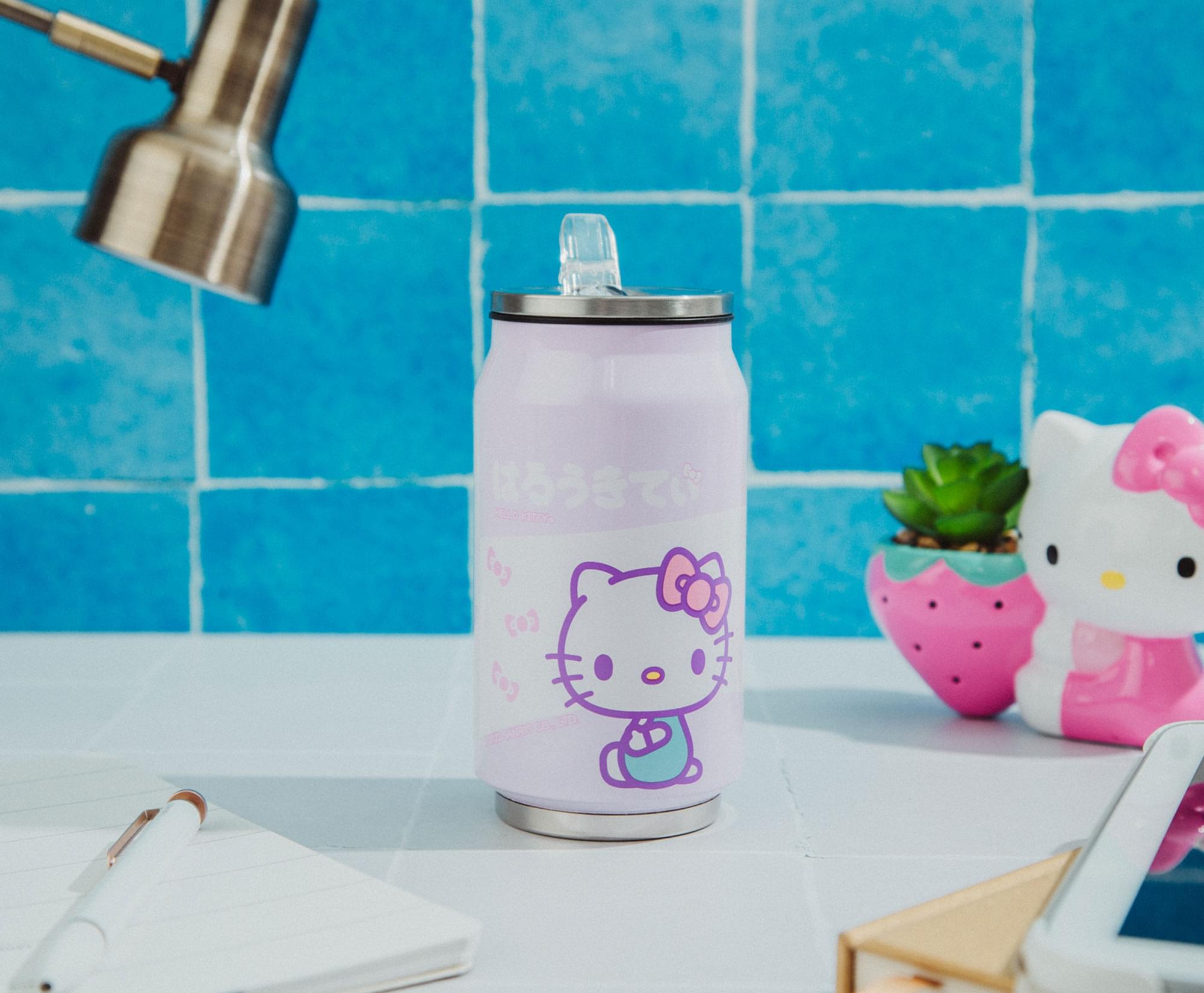 Alt View 2. Hello Kitty - Sanrio Hello Kitty Pink Stainless Steel Drinking Can | Holds 12 Ounces - Pink.