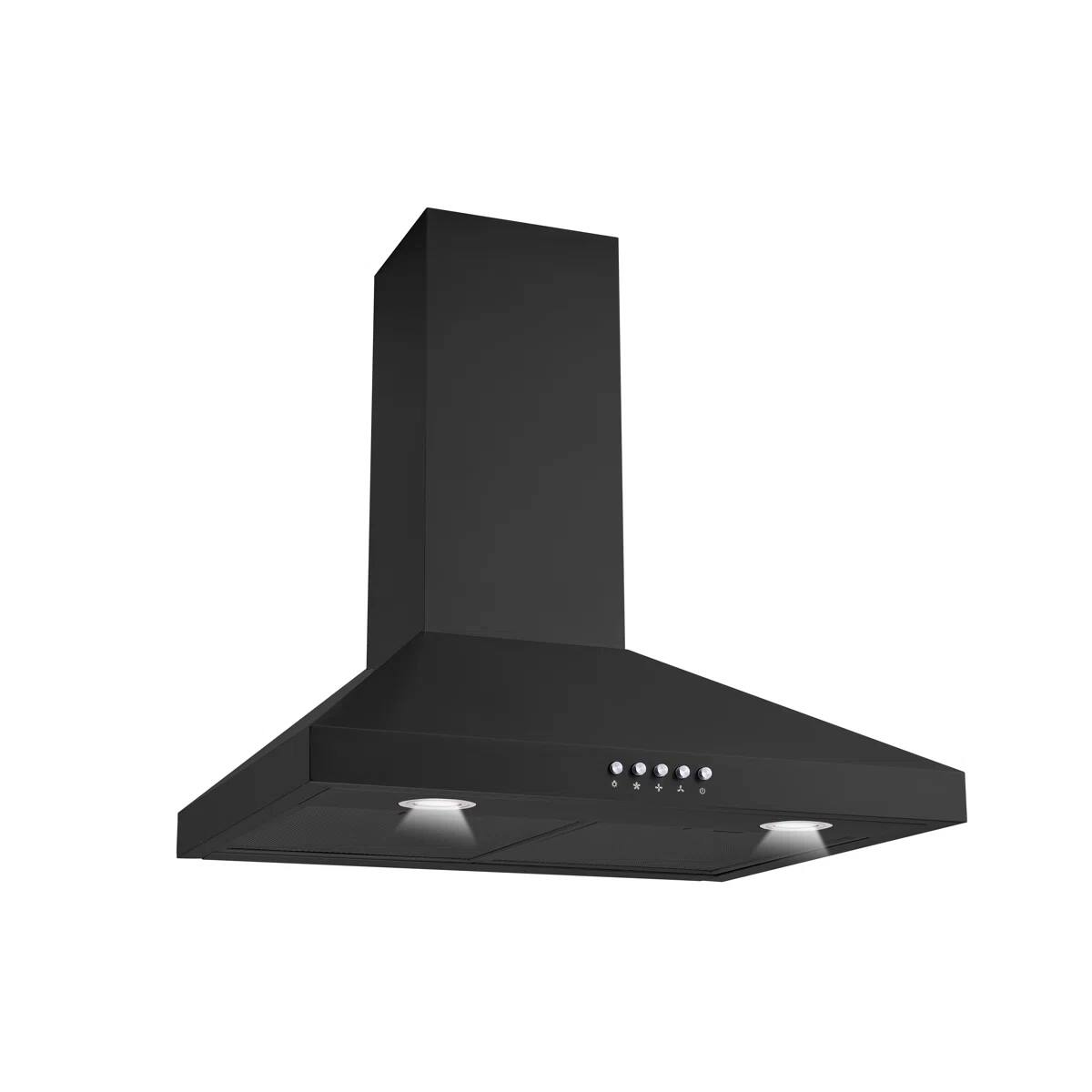 Left. Winflo - Winflo 30 inch Convertible 300 CFM Black Steel Wall Mount  Range Hood - Black.