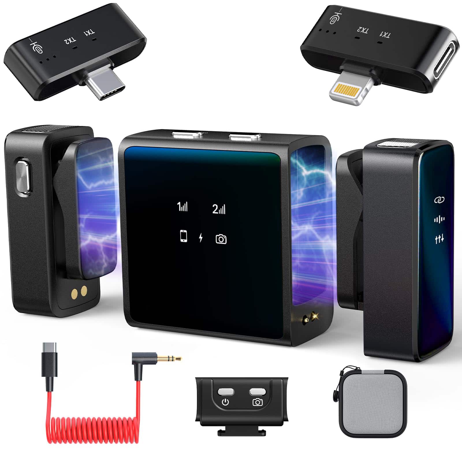 HM 1810 - Wireless Lavalier Microphone For Iphone camera android laptop With Noise Cancellation 25h Life Range Clip O - Camera(3.5mm TRS)